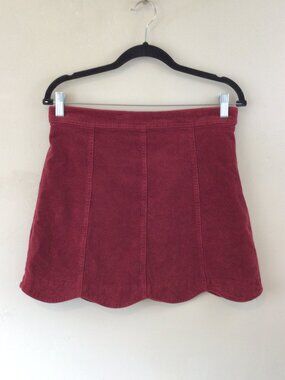 Altar'd State Burgundy Scalloped Corduroy Skirt